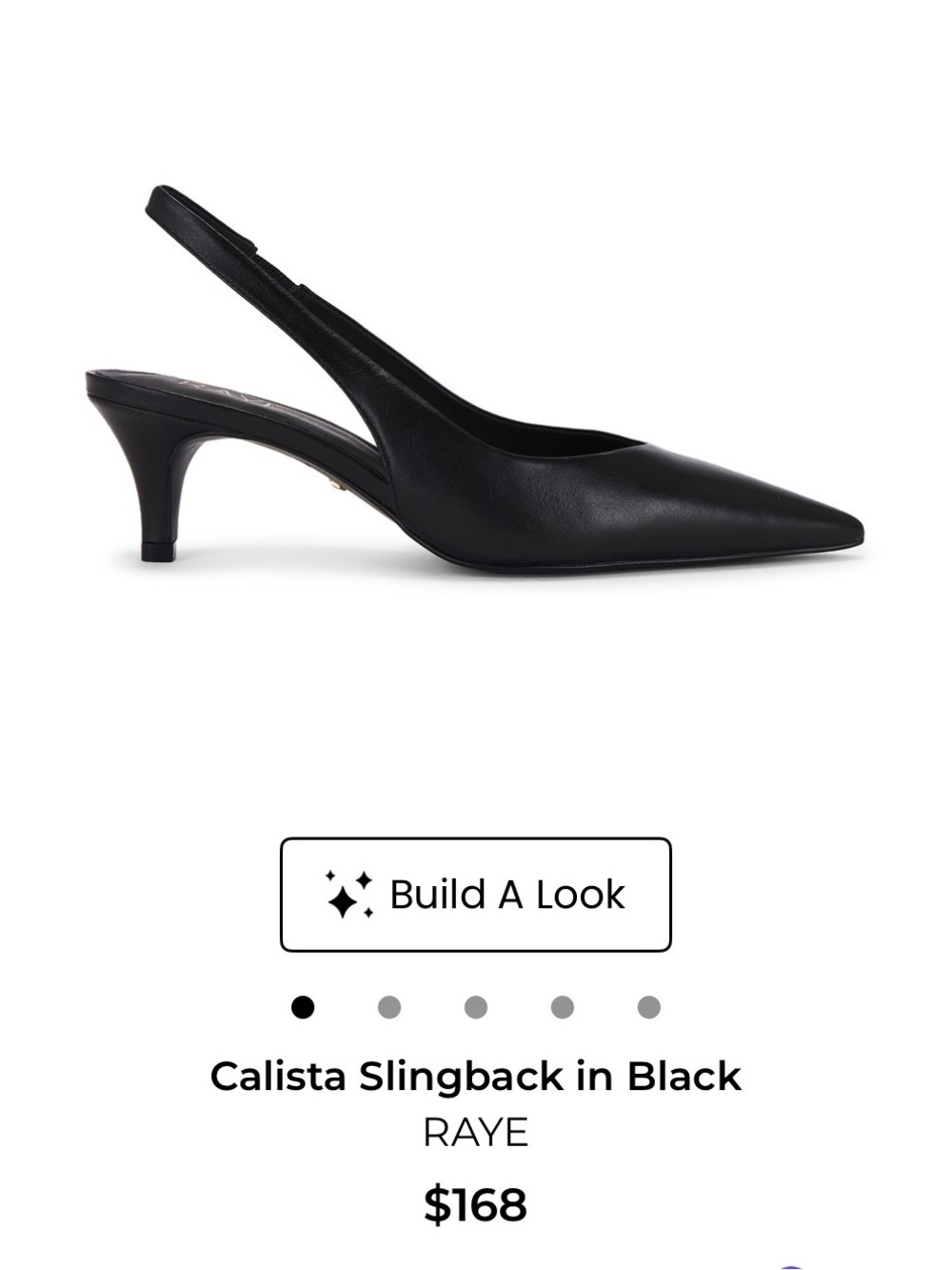 RAYE Calista Black leather Pointed Slingback pump